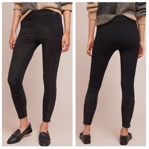 Anthropologie Vegan Faux Leather Suede Ponte Leggings Black 27